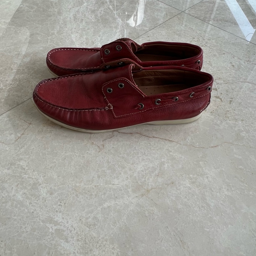 John Varvatos Mens Red Luxury Loafers / Boat Shoes (lightly worn)